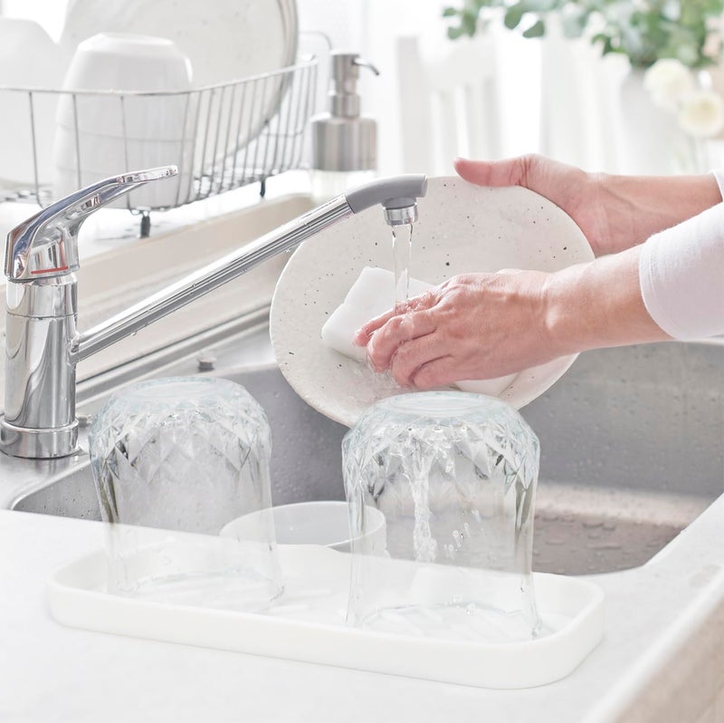 YASMEN Silicone Bathroom Soap Dishes, Sponge Holder for Kitchen Sink, Shower Soap Holder with Drain, Soap Dispenser Tray, Soap Dish for Bar Soap, Soap Bottle, Cup, Sink or Counter Organizer - White 9"" x 4"" - Image 5